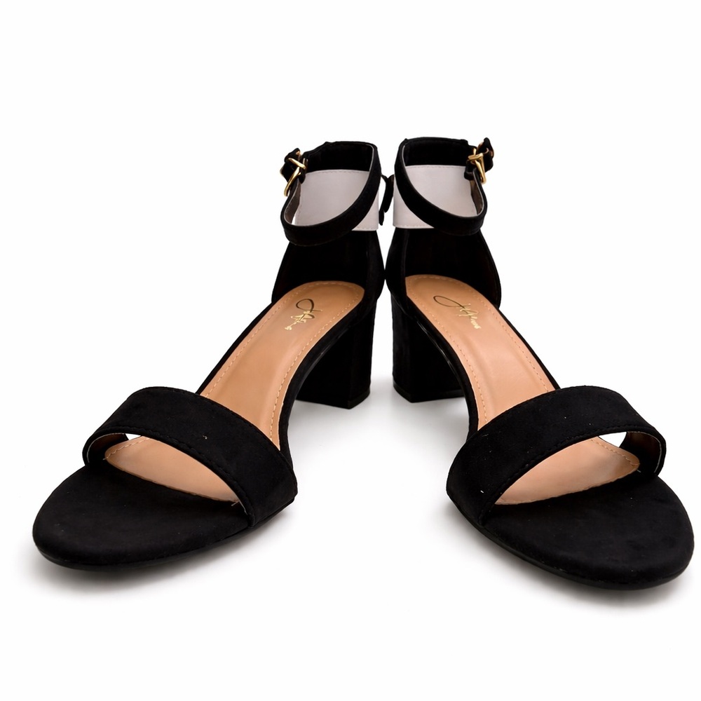 Elegant Black Suede Heeled Sandals